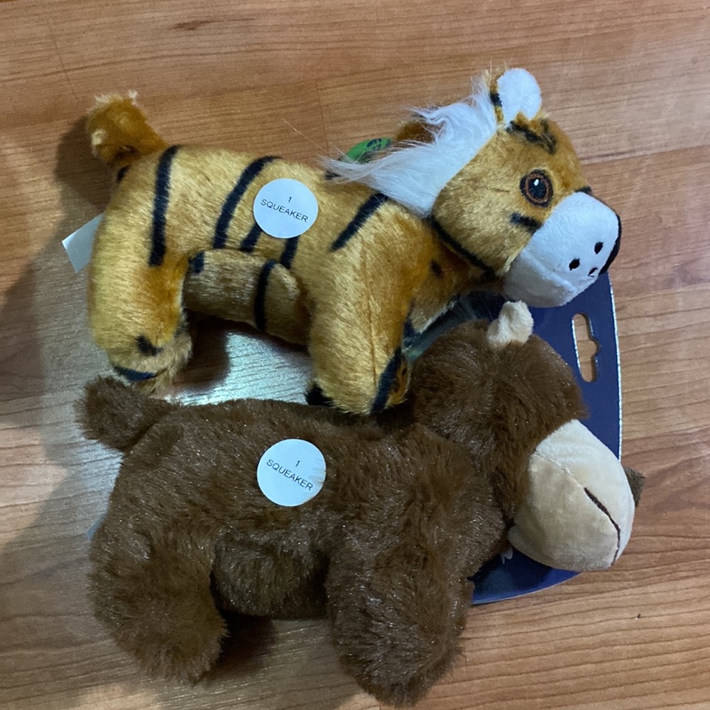 - Brand New Set Of 2  10” With Squeaker Dog Toy.